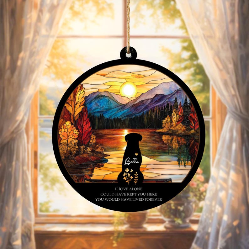 Personalized Loss Of Dog Sympathy Suncatcher, Dog Memorial Gift, Pet Memorial Suncatcher, Loss of Dog Gift, Dog Remembrance Gift