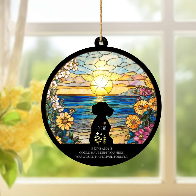 Personalized Loss Of Dog Sympathy Suncatcher, Dog Memorial Gift, Pet Memorial Suncatcher, Loss of Dog Gift, Dog Remembrance Gift