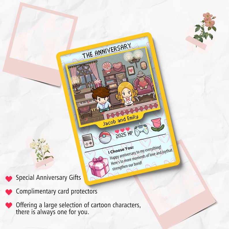 Poke Anniversary Card, Custom Poke Card, Custom Anniversary Cards, One Year Anniversary Gifts, Gift for Her, Gift for Him