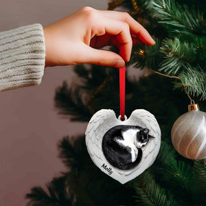 Personalized Cat Sleeping Angel Wings Ornament, Custom Cat Car Hanging Ornament, Cat Christmas Tree Decor, Gift For Pet Lovers
