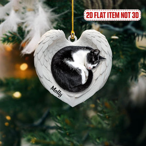 Personalized Cat Sleeping Angel Wings Ornament, Custom Cat Car Hanging Ornament, Cat Christmas Tree Decor, Gift For Pet Lovers