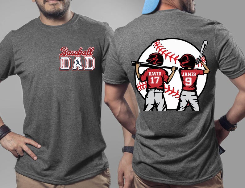 Custom Baseball Kids Dad Shirt, Personalized Baseball Name Shirt, Baseball Jersey Number Tee, Gameday Sport Dad Shirt, Baseball Gift for Dad