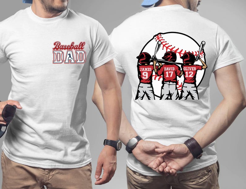 Custom Baseball Kids Dad Shirt, Personalized Baseball Name Shirt, Baseball Jersey Number Tee, Gameday Sport Dad Shirt, Baseball Gift for Dad