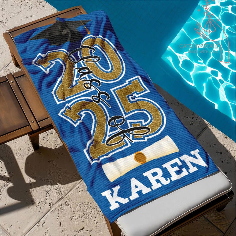 Graduation Gifts, Class Of 2025 Beach Towel Gifts, Custom Grad Beach Towel, Graduation Party Towel For Her, Graduation Trip, Senior Vacation