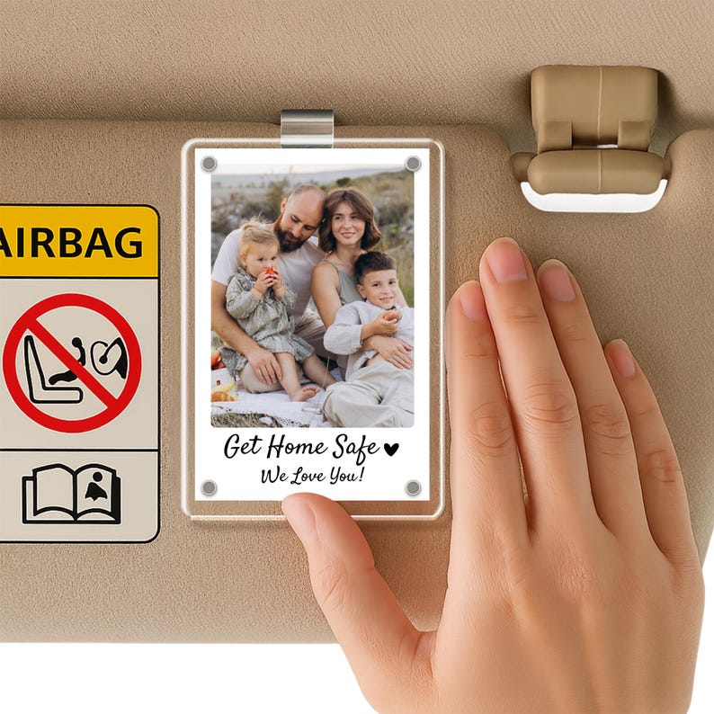 Personalized Dad Car Visor Clip PHOTO INCLUDED, Father's Day Gift for Dad Grandpa, Drive Safe Sun Visor, New Dad Gift, Dad Picture Frame