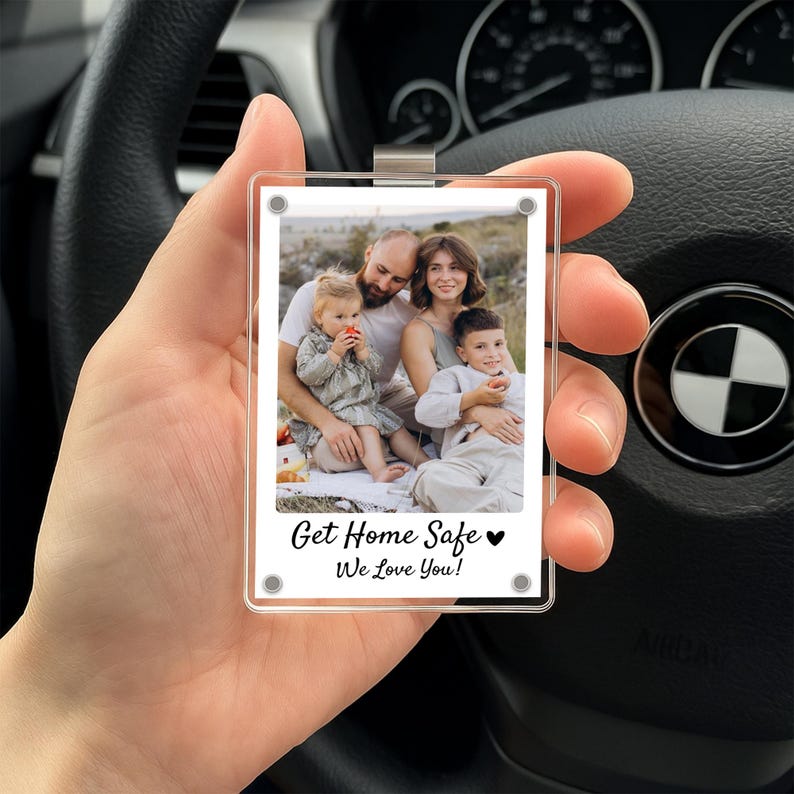 Personalized Dad Car Visor Clip PHOTO INCLUDED, Father's Day Gift for Dad Grandpa, Drive Safe Sun Visor, New Dad Gift, Dad Picture Frame