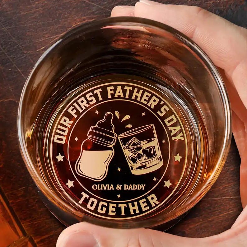 Our First Father's Day Together - Personalized Engraved Whiskey Glass, First Time Dad Gift, Dad Established Whiskey Glass, Father's Day Gift