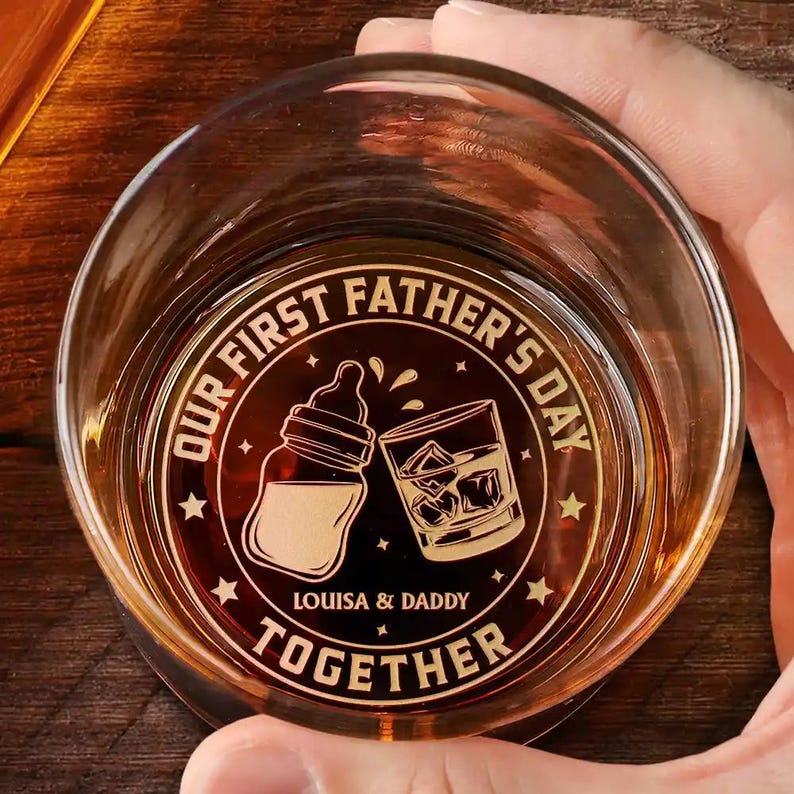 Our First Father's Day Together - Personalized Engraved Whiskey Glass, First Time Dad Gift, Dad Established Whiskey Glass, Father's Day Gift