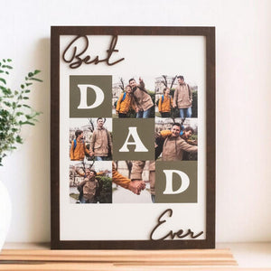 Best Dad Ever Custom Photo Frame, Personalized Wooden Father's Day Gift from Kids