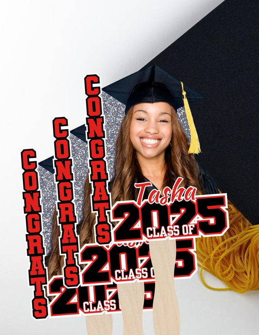 Class of 2025 Graduation Fans| Personalized Grad Keepsake | Ceremony Hand Fans | Graduation Party Favor | Photo Prop