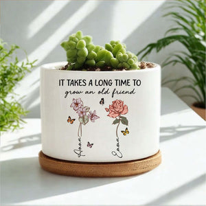 Personalized Friendship Floral Ceramic Vase, Custom Best Friend Birth Month Flower Vase, Friendship Gifts, Besties Gift, Best Friend Gift