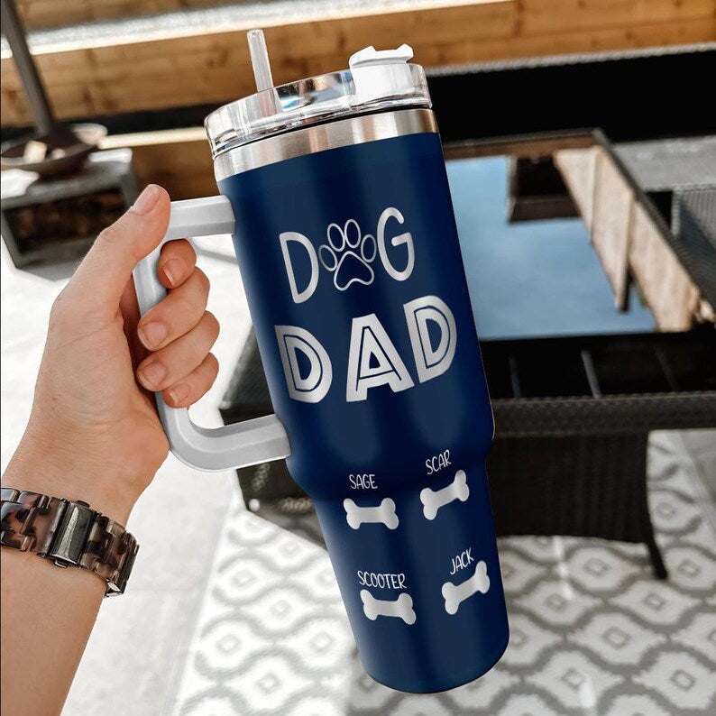 Personalized Dog Dad 40 Oz Tumbler - Dog Dad Bones, Gift For Father's Day, Funny Gift, Gift for Dad, Gift for Pet Owner, Dog Lover Tumbler