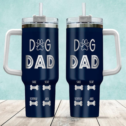 Personalized Dog Dad 40 Oz Tumbler - Dog Dad Bones, Gift For Father's Day, Funny Gift, Gift for Dad, Gift for Pet Owner, Dog Lover Tumbler