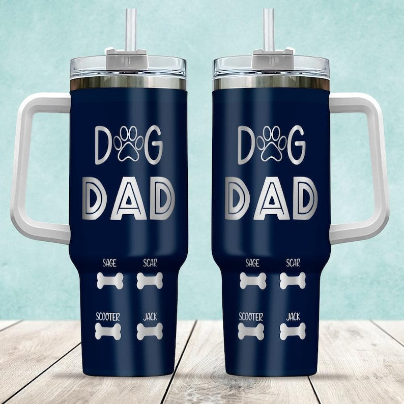 Personalized Dog Dad 40 Oz Tumbler - Dog Dad Bones, Gift For Father's Day, Funny Gift, Gift for Dad, Gift for Pet Owner, Dog Lover Tumbler
