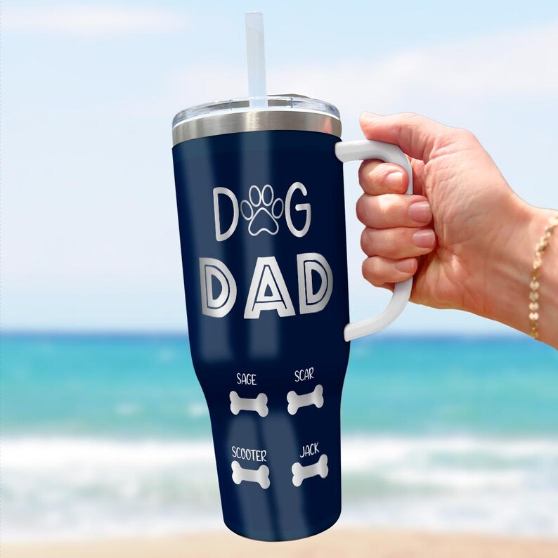 Personalized Dog Dad 40 Oz Tumbler - Dog Dad Bones, Gift For Father's Day, Funny Gift, Gift for Dad, Gift for Pet Owner, Dog Lover Tumbler