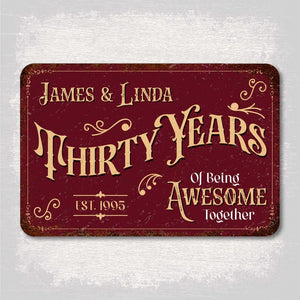 Anniversary Metal Sign, Personalized 30th Wedding Gift for Couples, Custom Wall Decor with Names & EST Date Unique Aluminum Art Wedding Gift