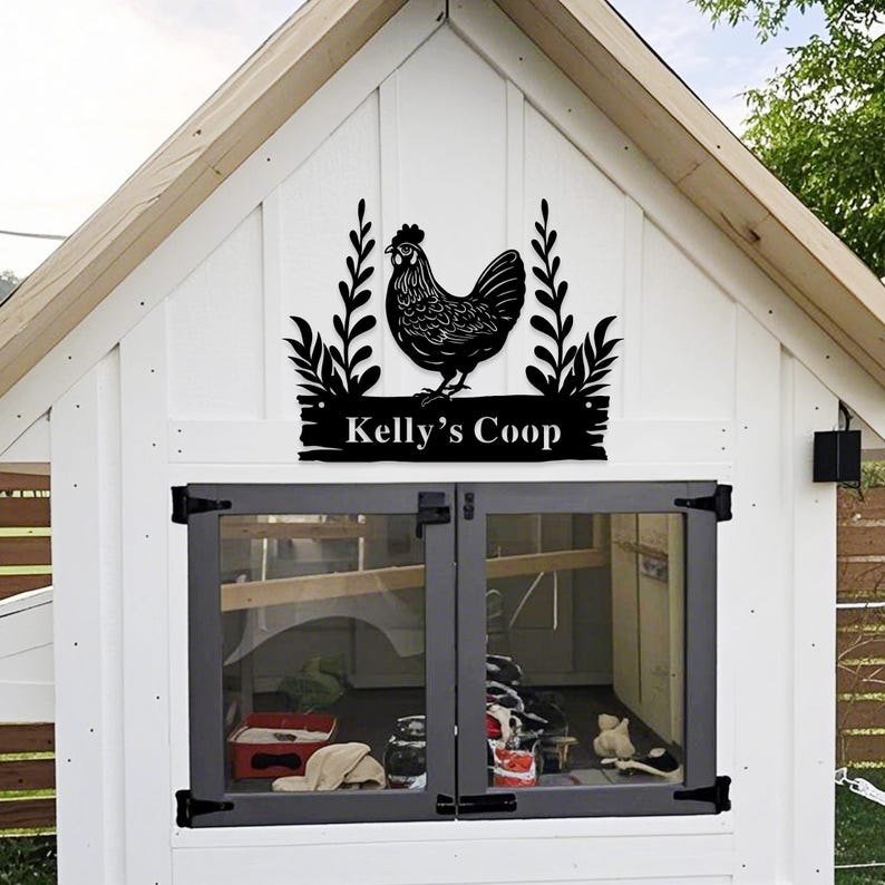 Custom Chicken Farm Metal Sign, Hen House Coop Sign, Personalized Hen Name Sign, Chicken Coop Wall Art, Eggs Farmhouse Decor, Barn Sign