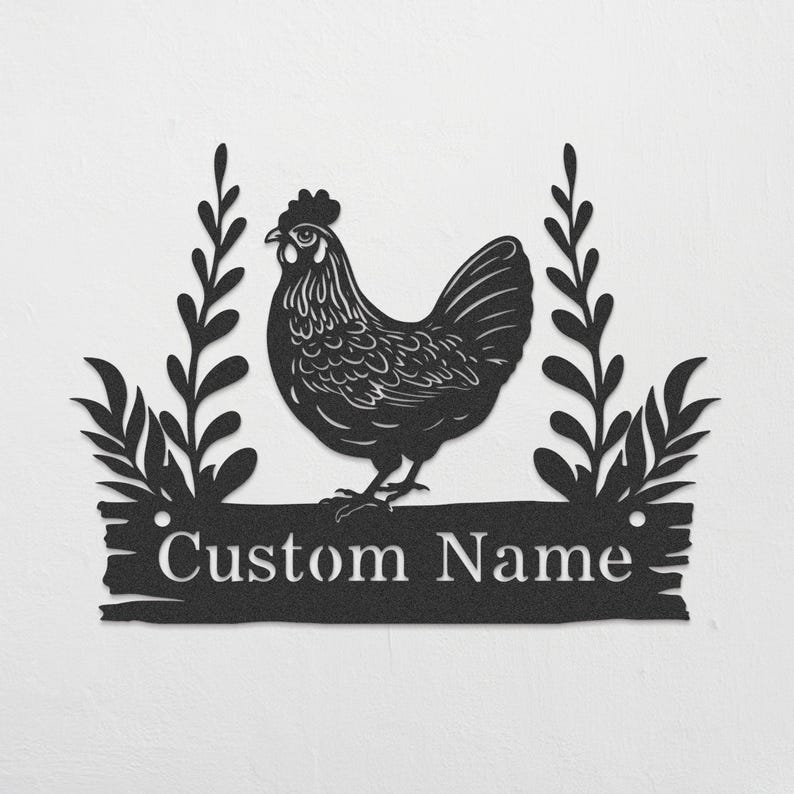 Custom Chicken Farm Metal Sign, Hen House Coop Sign, Personalized Hen Name Sign, Chicken Coop Wall Art, Eggs Farmhouse Decor, Barn Sign