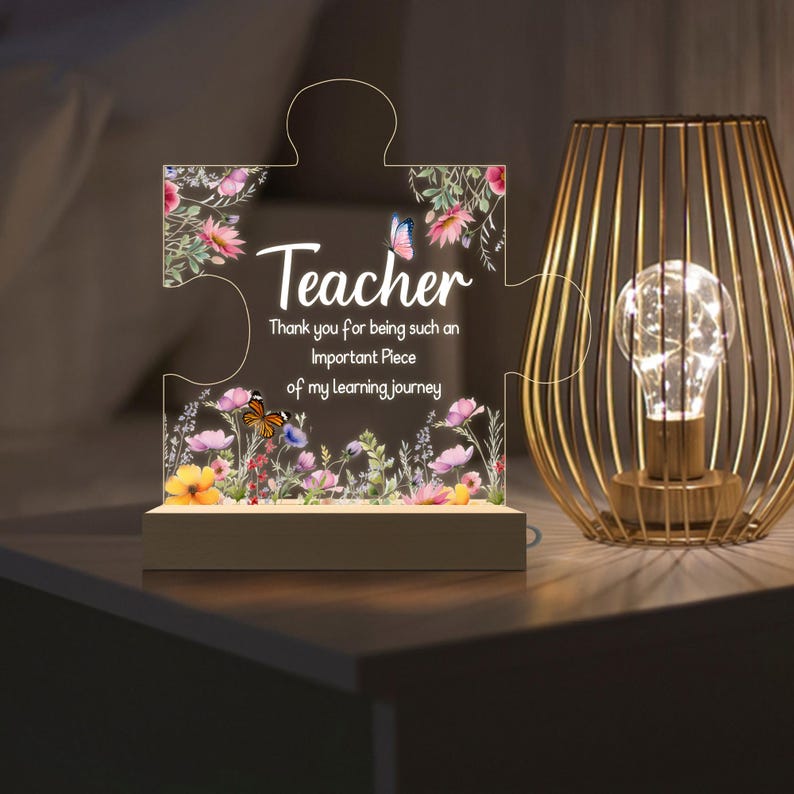 Teacher Night Light, Teacher Appreciation Gifts, Teacher Floral Light, LED Night Light, Gift for Teacher, Back To School Gifts
