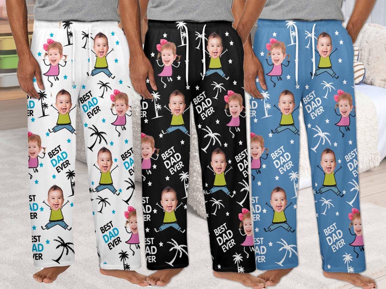 Best DAD Ever Pajamas Pants, Custom Photo pajama pants, Personalized Pajamas with Face, Family couple pajamas, Best Family Gifts for Dad Mom
