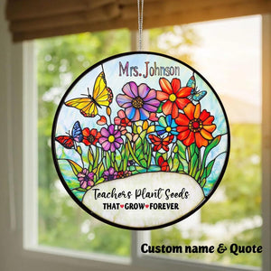 Custom Teacher Stained Glass Suncatcher, Teacher AppreciationGift From Student, Back To School Gift, Teacher Gift, Windown Hanging Classroom
