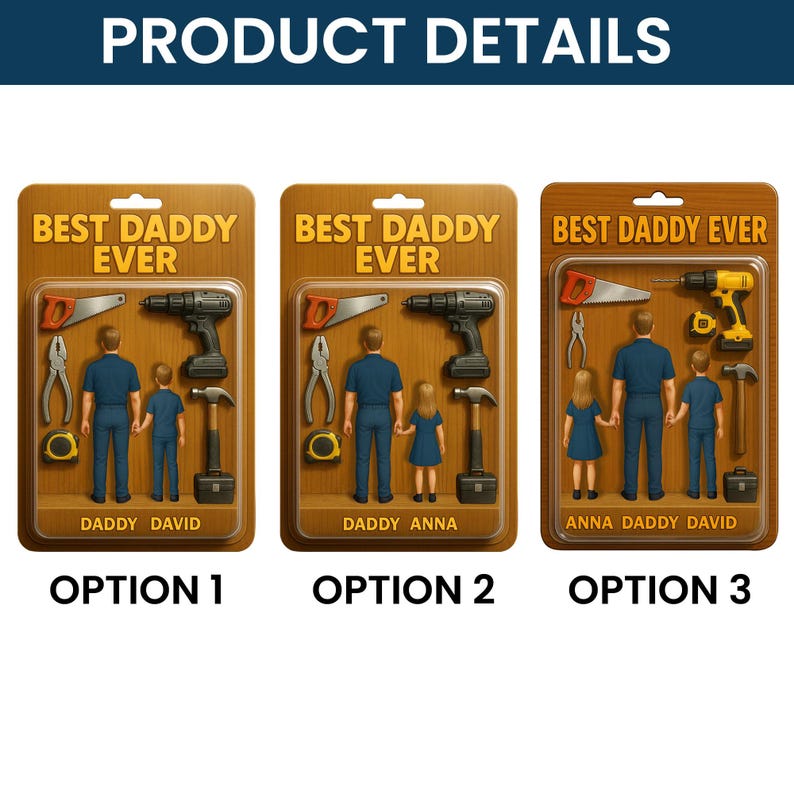 Personalized Father's Day Gift For Dad, Custom Figure Acrylic Block, Best Dad Ever, Gift For Husband, Grandpa, Gifts For Him, Gift From Kids