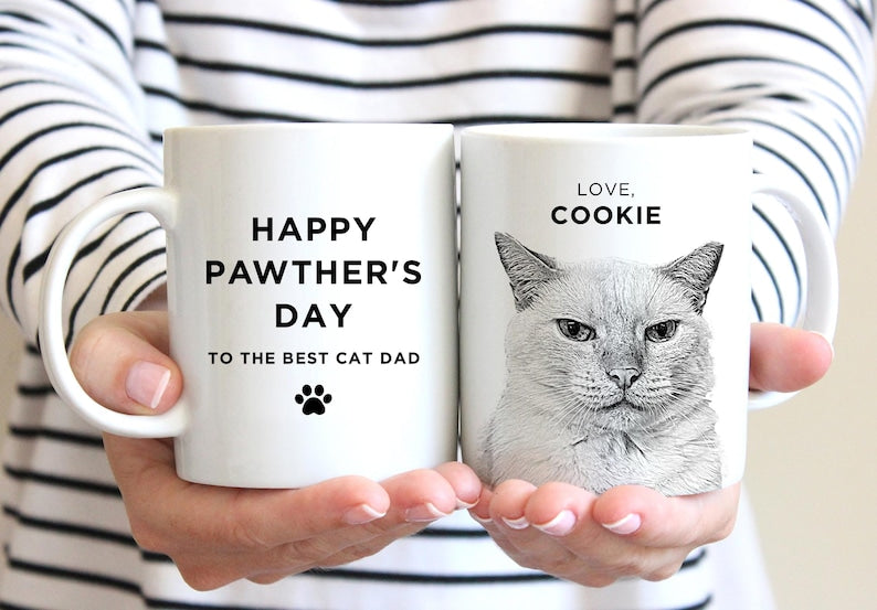 Father's Day Dog Dad Mug, Personalized Pet Mug for Cat Lovers, Best Fur Dad Gift, Pawther Day Mug, Fathers Day Gift, Best Fur Dad