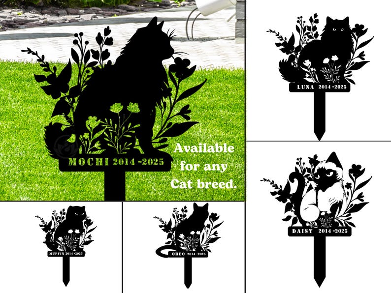 Custom Cat Memorial Stake, Cat Grave Marker, Cat Breed Metal Sign, Pet Memorial Gift, Cat Memorial Plaque, Pet Loss Gift, Remembrance Stake