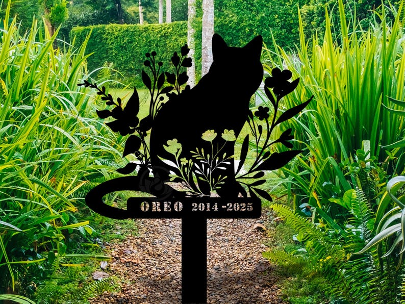 Custom Cat Memorial Stake, Cat Grave Marker, Cat Breed Metal Sign, Pet Memorial Gift, Cat Memorial Plaque, Pet Loss Gift, Remembrance Stake