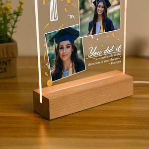 Personalised Graduation Photo Frame Night Light with Name, Graduation 2026 LED Lamp, Acrylic Graduate Plaque, Graduate Senior, Gifts for Her