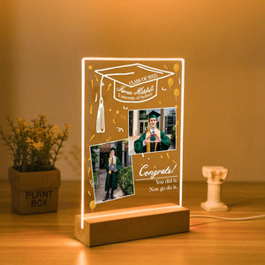 Personalised Graduation Photo Frame Night Light with Name, Graduation 2026 LED Lamp, Acrylic Graduate Plaque, Graduate Senior, Gifts for Her