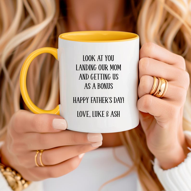 Mug for dad, Step Dad Fathers Day Gifts, Dad Mug, Stepdad Gifts, Look At You Landing Our Mom And Getting Us As A Bonus