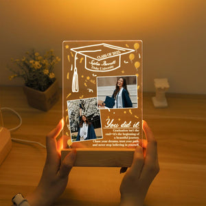 Personalised Graduation Photo Frame Night Light with Name, Graduation 2026 LED Lamp, Acrylic Graduate Plaque, Graduate Senior, Gifts for Her