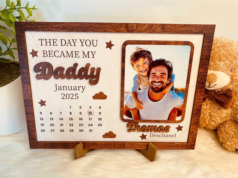 Personalized The Day You Became My Daddy Sign, Father's Day Gifts Sign, New Dad Gift From Baby, First Fathers Day Gift, Custom Photo Gift