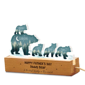 Custom Papa Bear And Cubs Night Light, Custom Dad Gift, Gift For Dad, Dad Birthday Gift, Gift From Kids, Father's Day Gift, Gift For Him