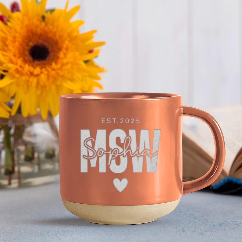 Personalized MSW Graduation Gift, Social Worker Pottery Mug, New MSW, Grad Gift, Master Social Worker, Custom MSW Graduate idea
