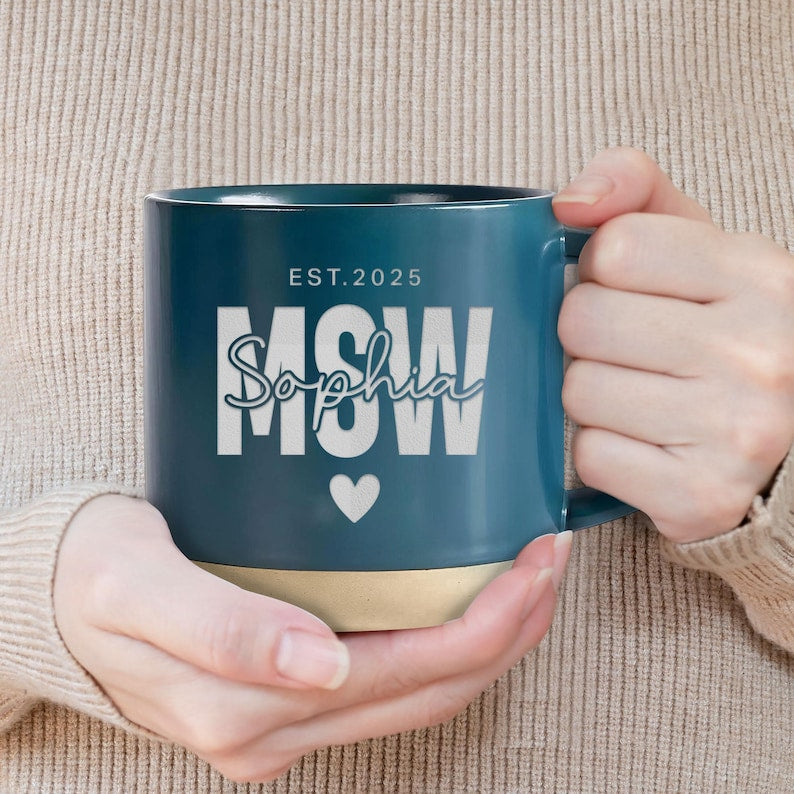 Personalized MSW Graduation Gift, Social Worker Pottery Mug, New MSW, Grad Gift, Master Social Worker, Custom MSW Graduate idea