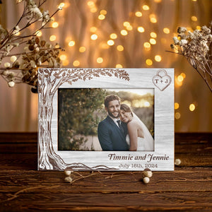 Personalized Wedding Gift,Engagement Photo Frame Plaque,Wedding Picture Frame with Date,Couple Gift,Newlywed Gift,Gift for Husband Wife