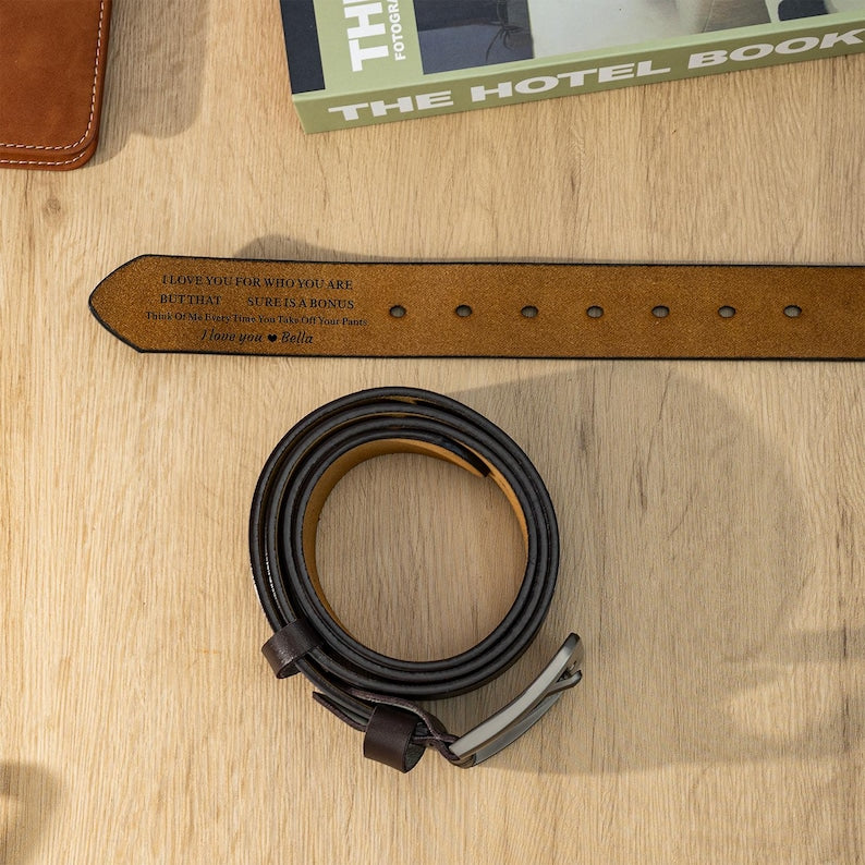 Funny Gift for Men, Custom Leather Belt for Dad, Handmade Belt Gift for Husband, Boyfriend, Anniversary Gift, Fathers Day Gift, Men's Belt