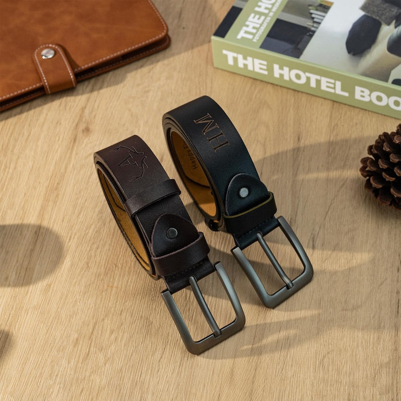 Funny Gift for Men, Custom Leather Belt for Dad, Handmade Belt Gift for Husband, Boyfriend, Anniversary Gift, Fathers Day Gift, Men's Belt