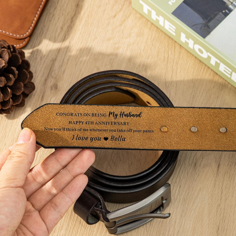 Funny Gift for Men, Custom Leather Belt for Dad, Handmade Belt Gift for Husband, Boyfriend, Anniversary Gift, Fathers Day Gift, Men's Belt