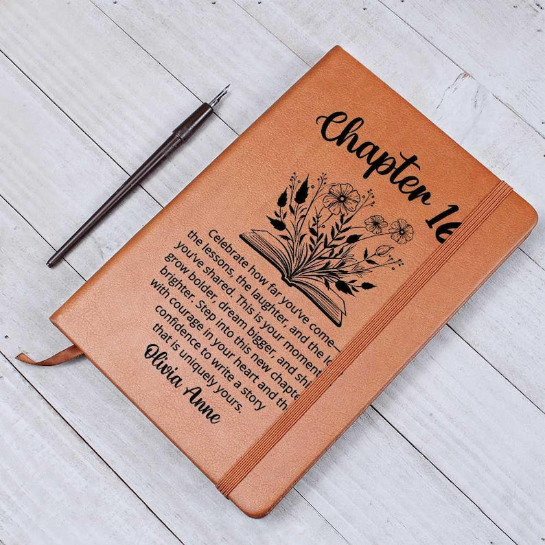 Personalized 16th Birthday Gifts for Her Custom Name Journal Chapter 16 Notebook Turning Sixteen Friend Daughter Granddaughter Sister Bday
