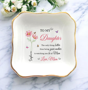 Mother's Day Jewelry Dish, Personalized Trinket Tray for New Moms, Mother's Day Gift for Daughter, Custom Jewelry Dish for Mom, New Mom Gift