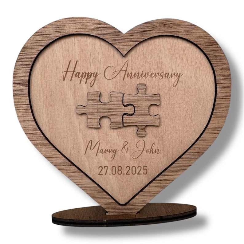 5th Wedding Wood Anniversary Card Jigsaw PuzzlesKeepsake PERSONALISED Gifts Husband Wife 5 Years Couple Gift for Her Him Wooden Custom Valen