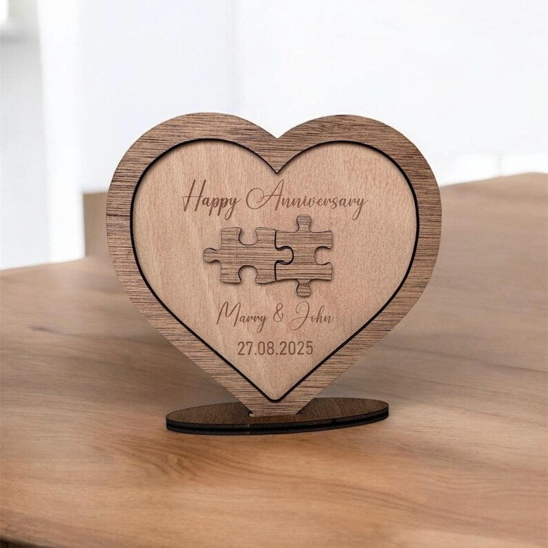 5th Wedding Wood Anniversary Card Jigsaw PuzzlesKeepsake PERSONALISED Gifts Husband Wife 5 Years Couple Gift for Her Him Wooden Custom Valen
