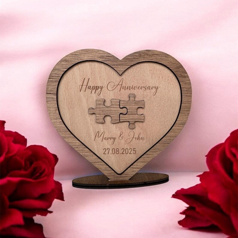 5th Wedding Wood Anniversary Card Jigsaw PuzzlesKeepsake PERSONALISED Gifts Husband Wife 5 Years Couple Gift for Her Him Wooden Custom Valen