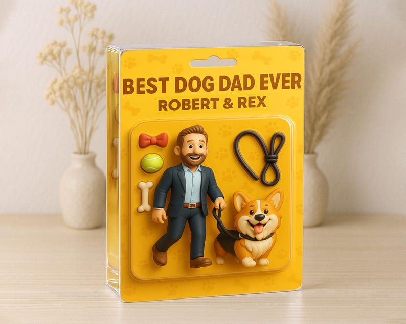 Personalized Dog Dad Acrylic Plaque, Dog Dad Gifts, Cat Dad Acrylic Block, Custom Figure From Photo,Pet Dad Gift, Dog Dad Father's Day Gift