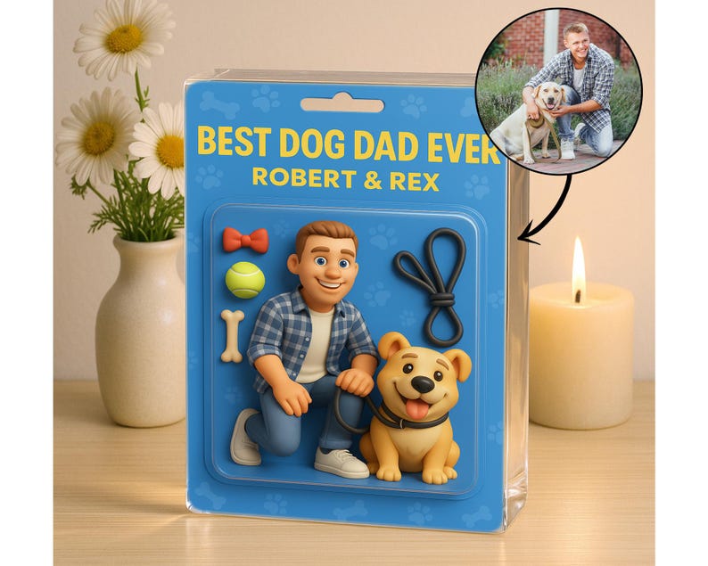 Personalized Dog Dad Acrylic Plaque, Dog Dad Gifts, Cat Dad Acrylic Block, Custom Figure From Photo,Pet Dad Gift, Dog Dad Father's Day Gift