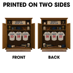 Personalized Daddy's Dream Team Baseball Jersey 3-Layered Standing Wooden Plaque, Father's Day Gifts For Dad, Grandpa, Custom Names Sign