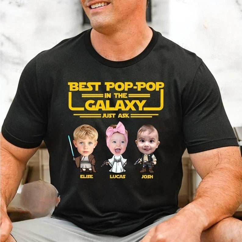 Personalized Star Wars Dad Shirt with Kids Name & Photo Shirt, Matching Father Son Star Wars Shirt, Father's Day Star Wars Shirt, Funny Tee